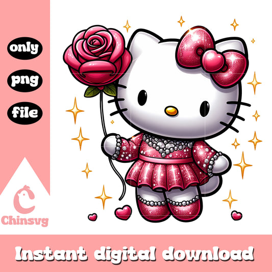 Kitty cat and rose balloon png, hello kitty character png