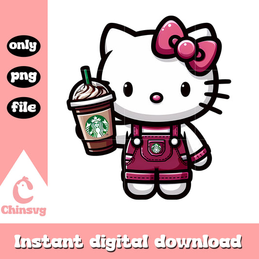 Kitty cat and starbucks cup png, sanrio hello kitty png, cartoon png