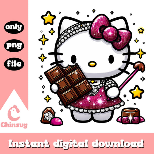 Kitty cat and sweetie chocolate png, happy birthday png