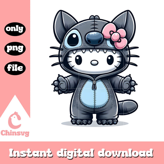 Kitty cat cosplay grey stitch png, hello kitty halloween png