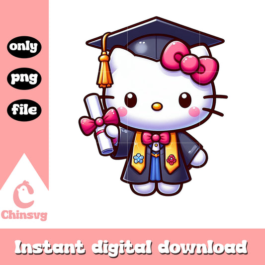 Kitty cat cute graduation design png, hello kitty graduation day png