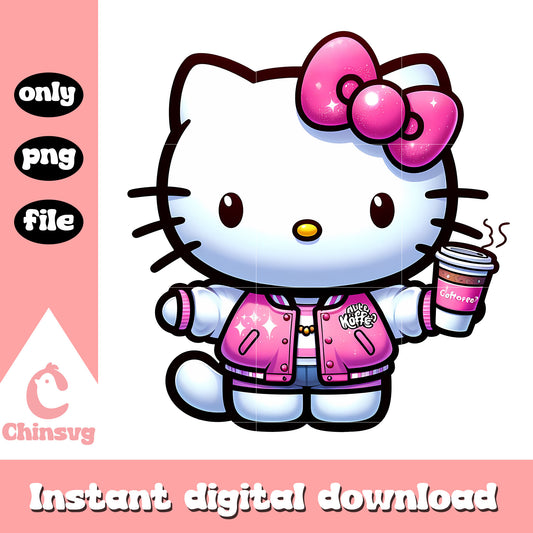 Kitty cat drink coffee png, sanrio hello kitty​ png, coffee png