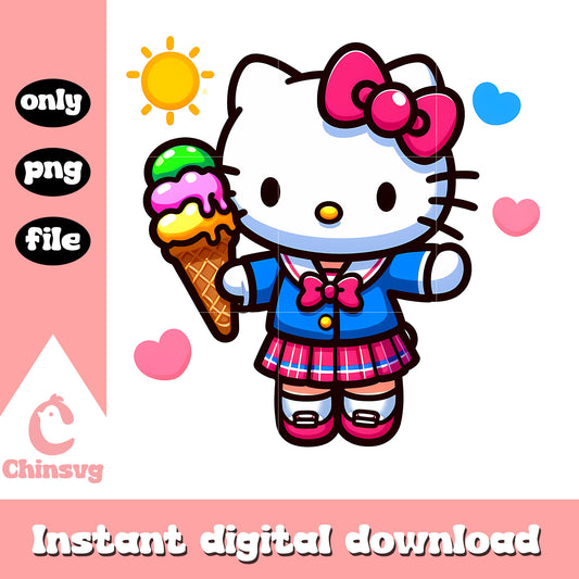 Kitty cat eat ice cream png, hello kitty character png