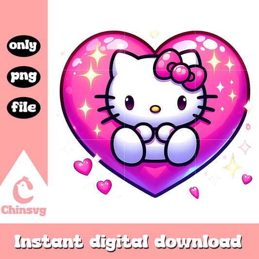 Kitty cat glitter heart design png, valentines day png