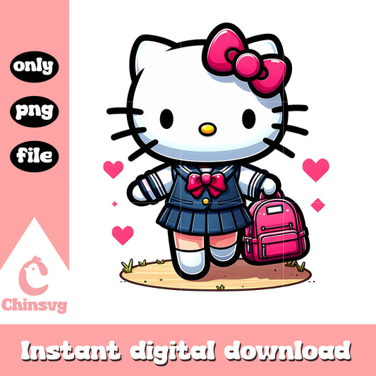 Kitty cat go to school png, back to school clothes png