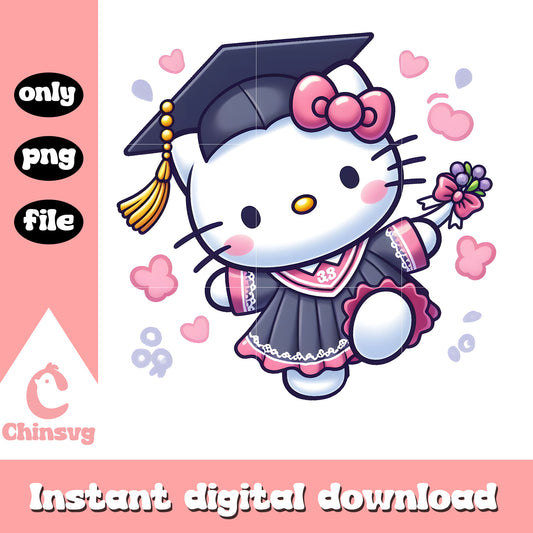 Kitty cat graduation png, graduation ceremony png, kitty png