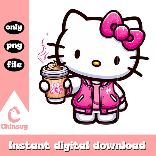 Kitty cat love drink coffee png, sanrio hello kitty​ png, coffee png