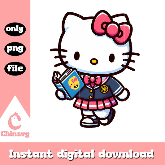 Kitty cat love reading book png, back to school outfits png