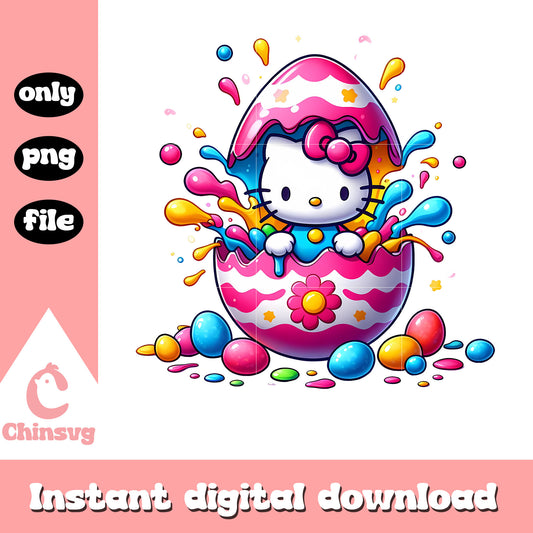 Kitty cat on easter eggs desig png, hello kitty png, easter eggs png