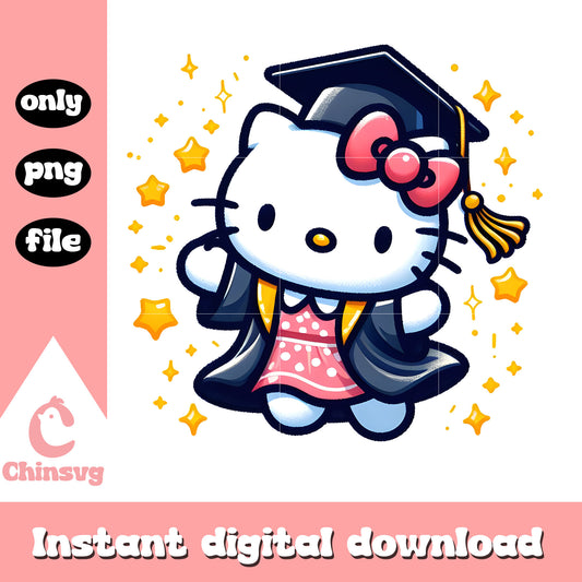 Kitty cat on graduation ceremony png, graduation png, kitty png