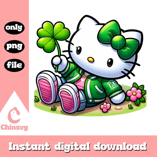 Kitty cat on patrick day png, happy patrick day png, hello kitty png