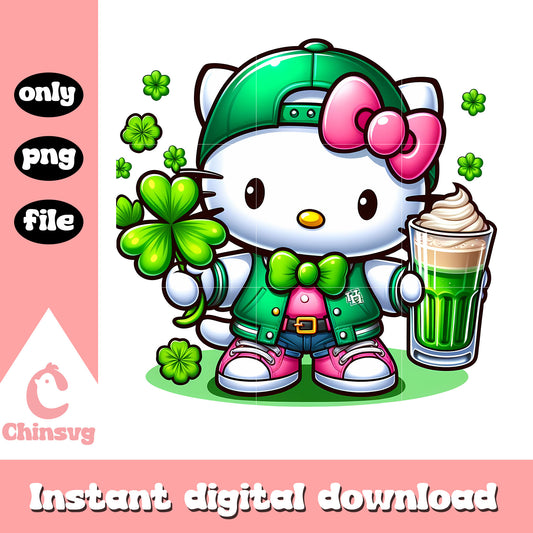 Kitty cat on saint patrick day png, sanrio characters png