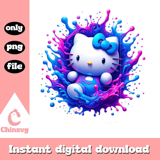 Kitty cat splash art design png, cartoon character png, sanrio png