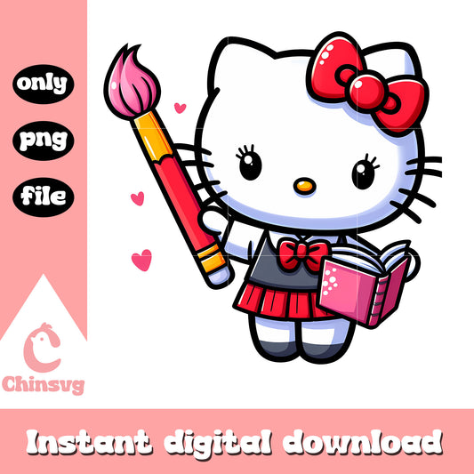 Kitty cat study design png, back to school outfits png