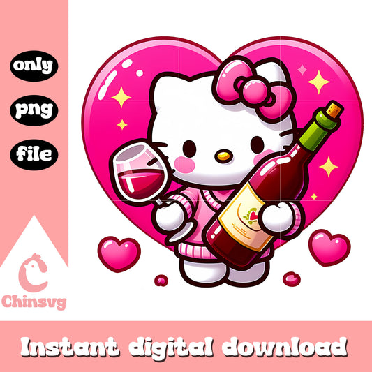 Kitty cat valentine wine png, hello kitty png, cartoon png