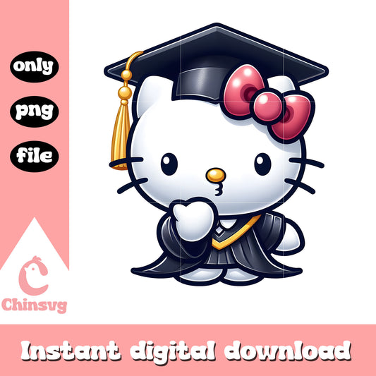 Kitty cat wear bachelor shirt png, graduation ceremony png