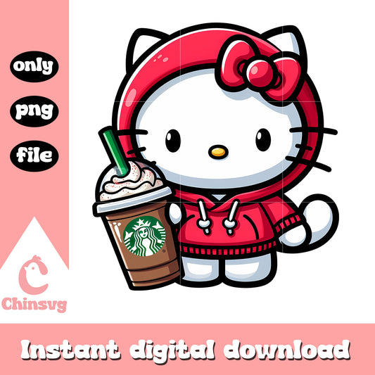 Kitty cat wear red hoodie png, hello kitty characters png