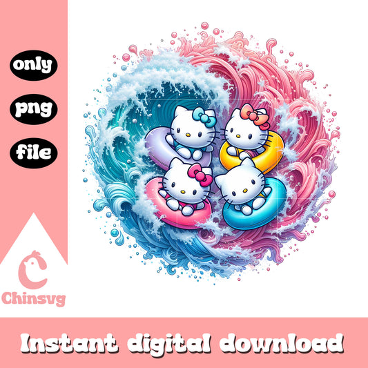 Kitty characters swimming design png, sanrio movie png
