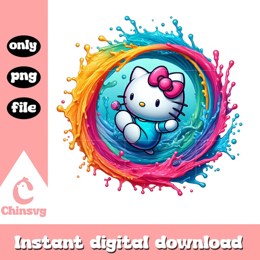 Kitty circle splash art design png, hello kitty sanrio png