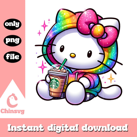 Kitty colorful unicorn drink starbuck png, hello kitty png