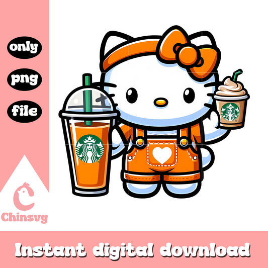 Kitty drink orange starbucks png, hello kitty character png