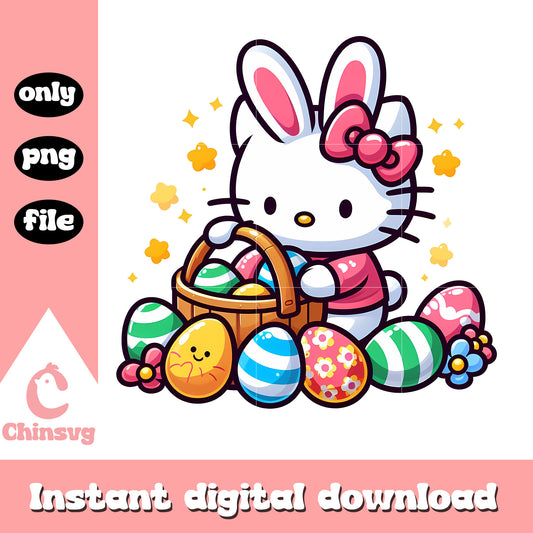 Kitty easter eggs design png, hello kitty png, easter png