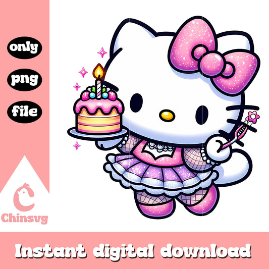 Kitty fairy birthday cake png, birthday png, hello kitty png