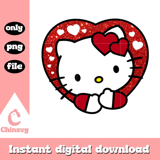 Kitty glitter cute valentine png, hello kitty valentines​​​ png
