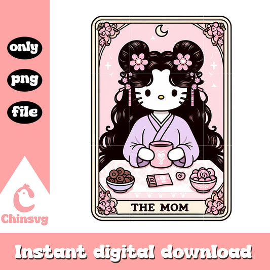 Kitty kimono the mom tarot card png, hello kitty png, tarot cards png