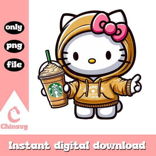 Kitty love starbucks coffee png, hello kitty character png