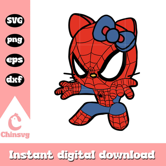 Kitty spiderman cartoon design svg, hello kitty svg, sanrio svg