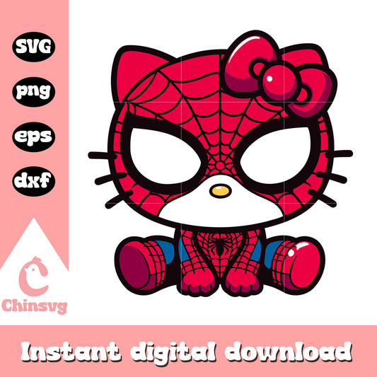 Kitty spiderman design svg, hello kitty svg, sanrio cartoon svg