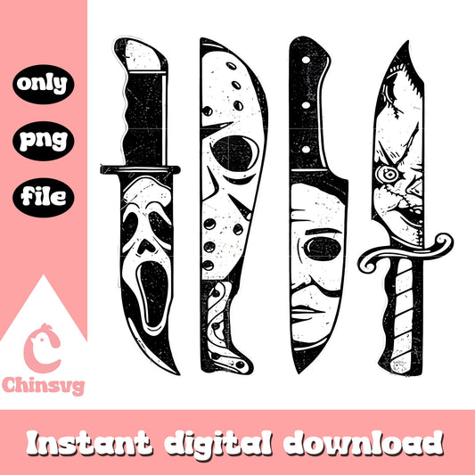 Knife art jason michael chucky png, Knife art horror characters png