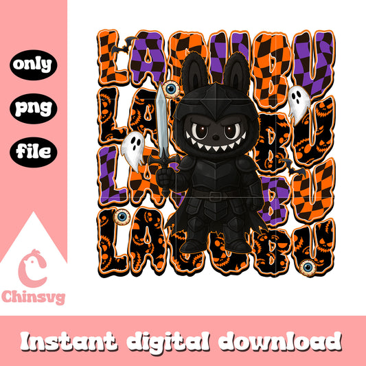Knight monster labubu doll design png, labubu monster png