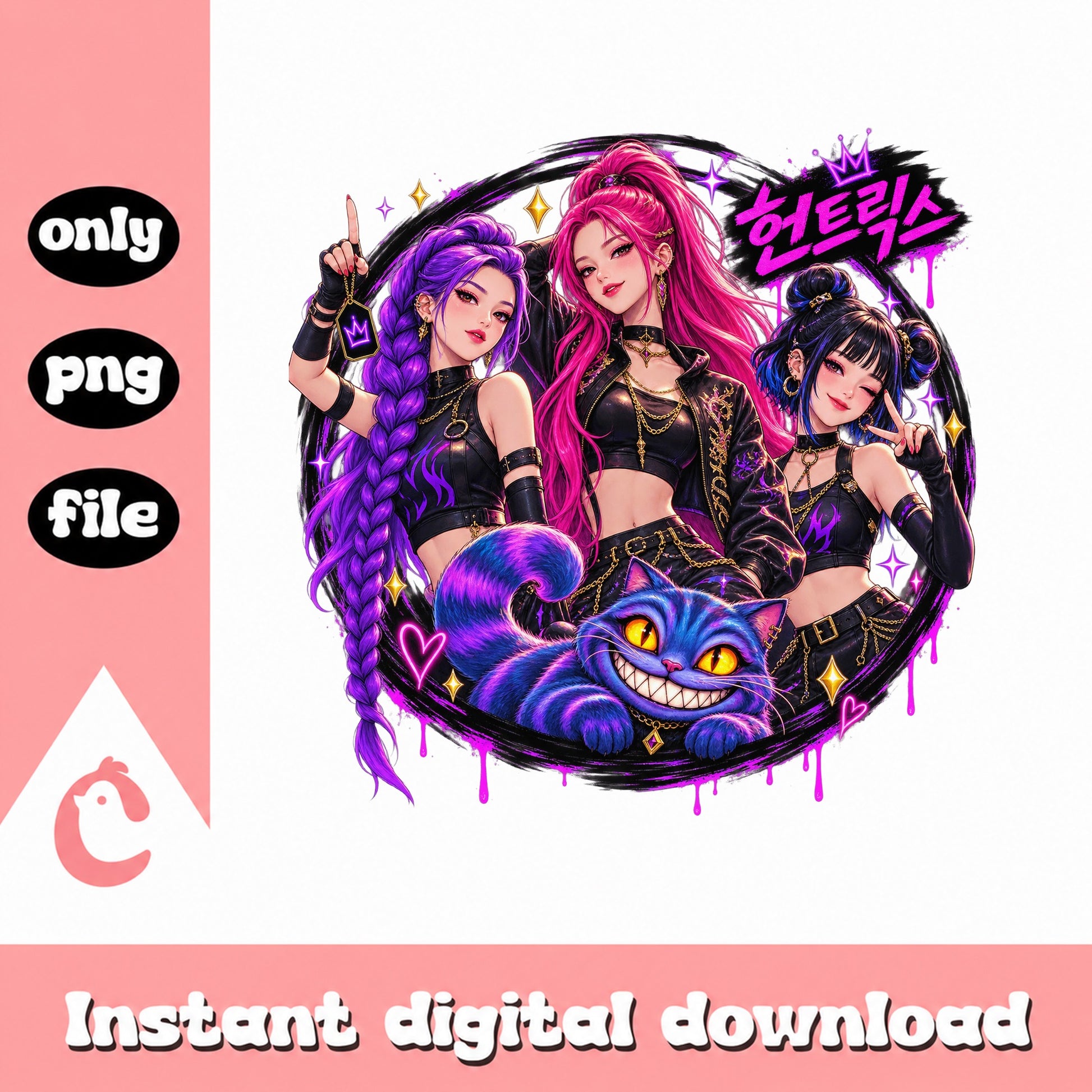 Kpop Girl Group PNG Bundle, Cheshire Cat Clipart, Instant Download PNG