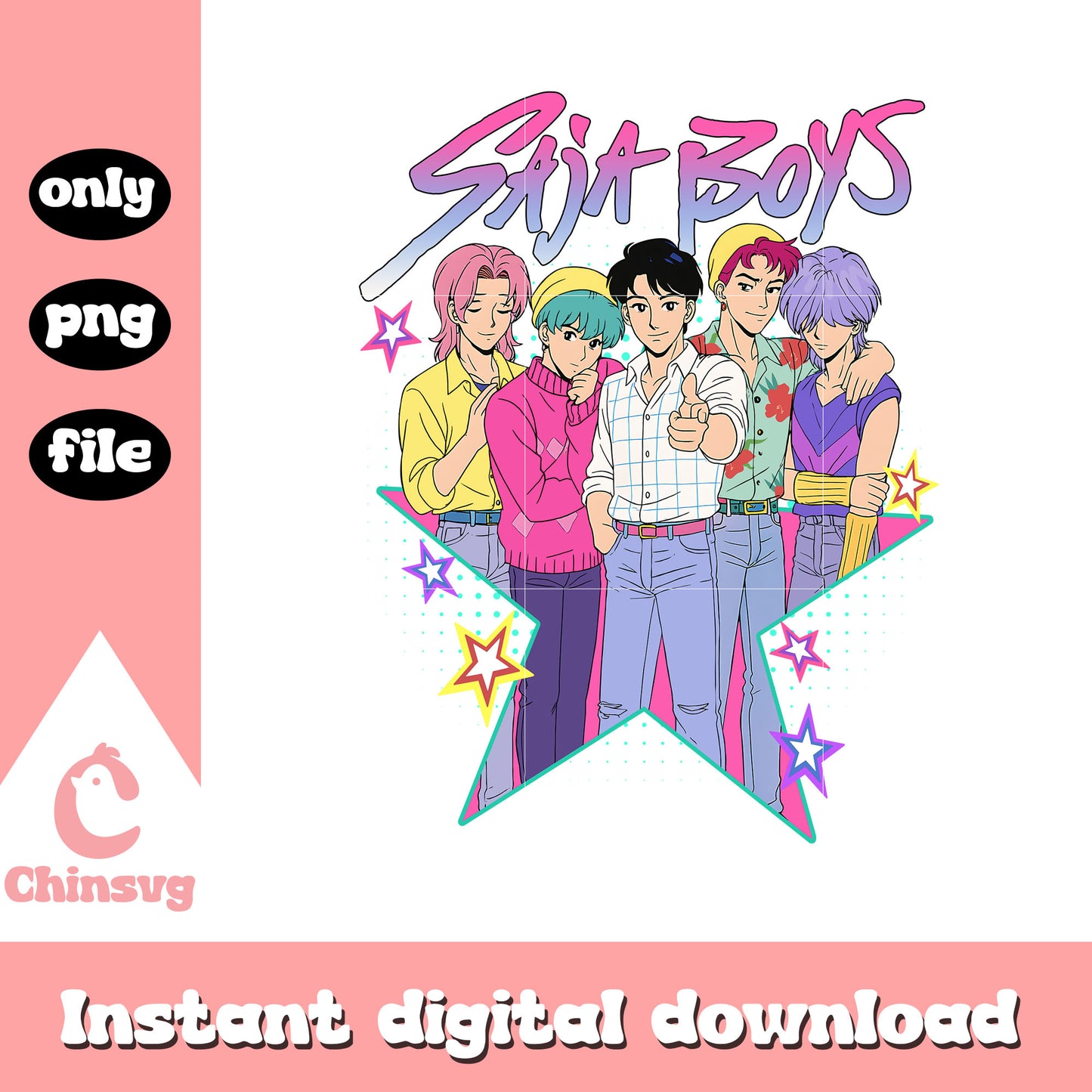 Kpop cartoon saja  boys design png, saja boys kpop hunter png
