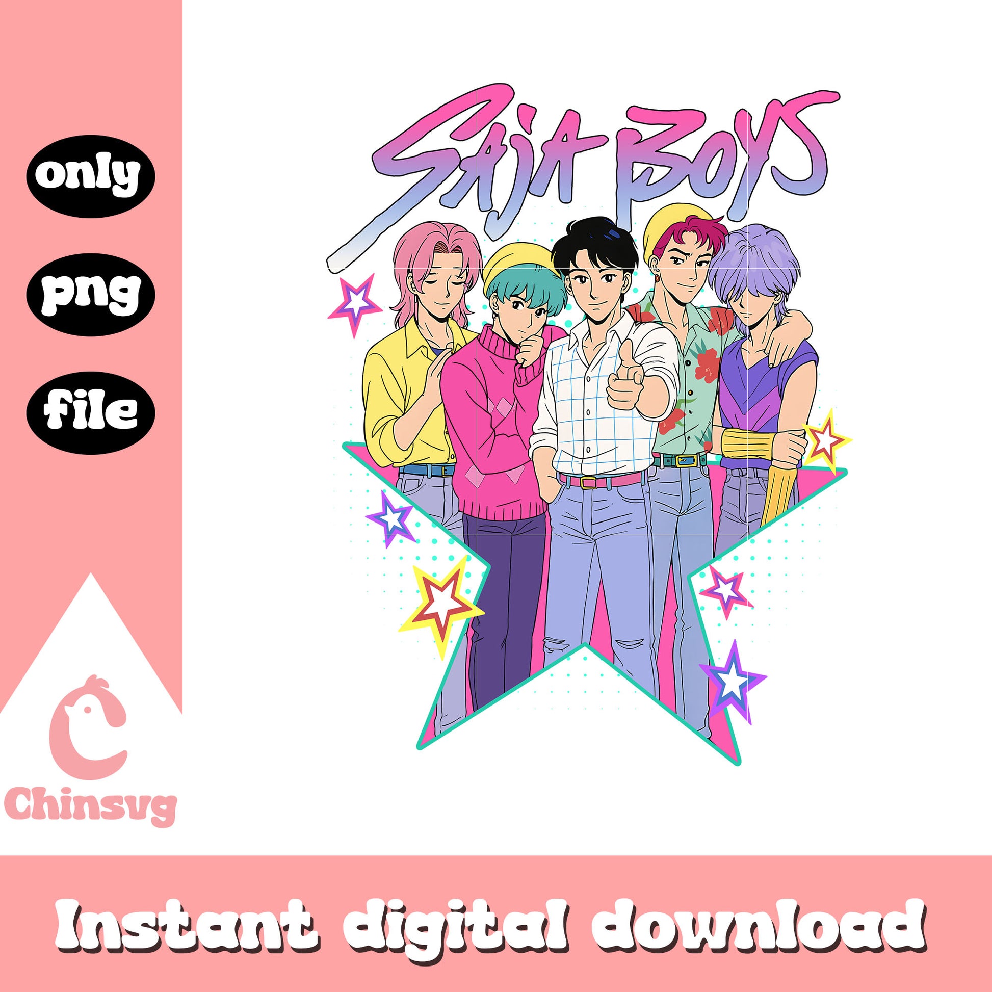 Kpop cartoon saja  boys design png, saja boys kpop hunter png