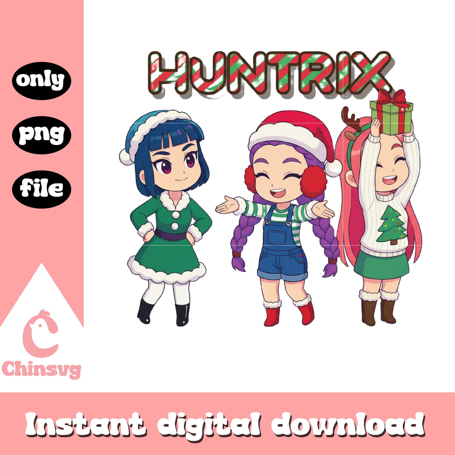 Kpop christmas huntrix band png, huntrix kpop cast png