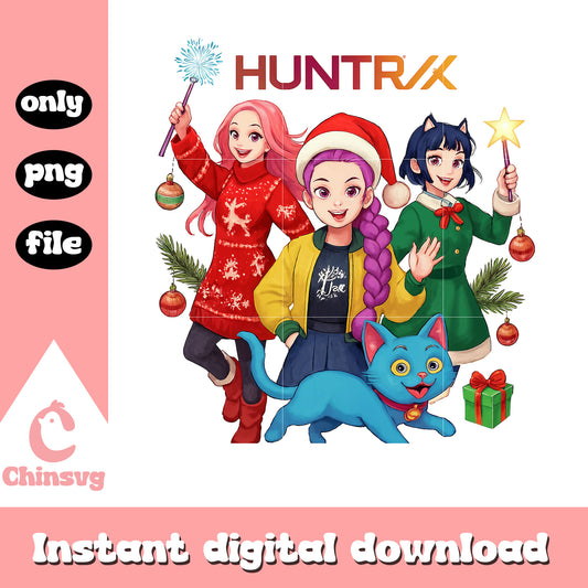 Kpop christmas huntrix png, christmas and movies png