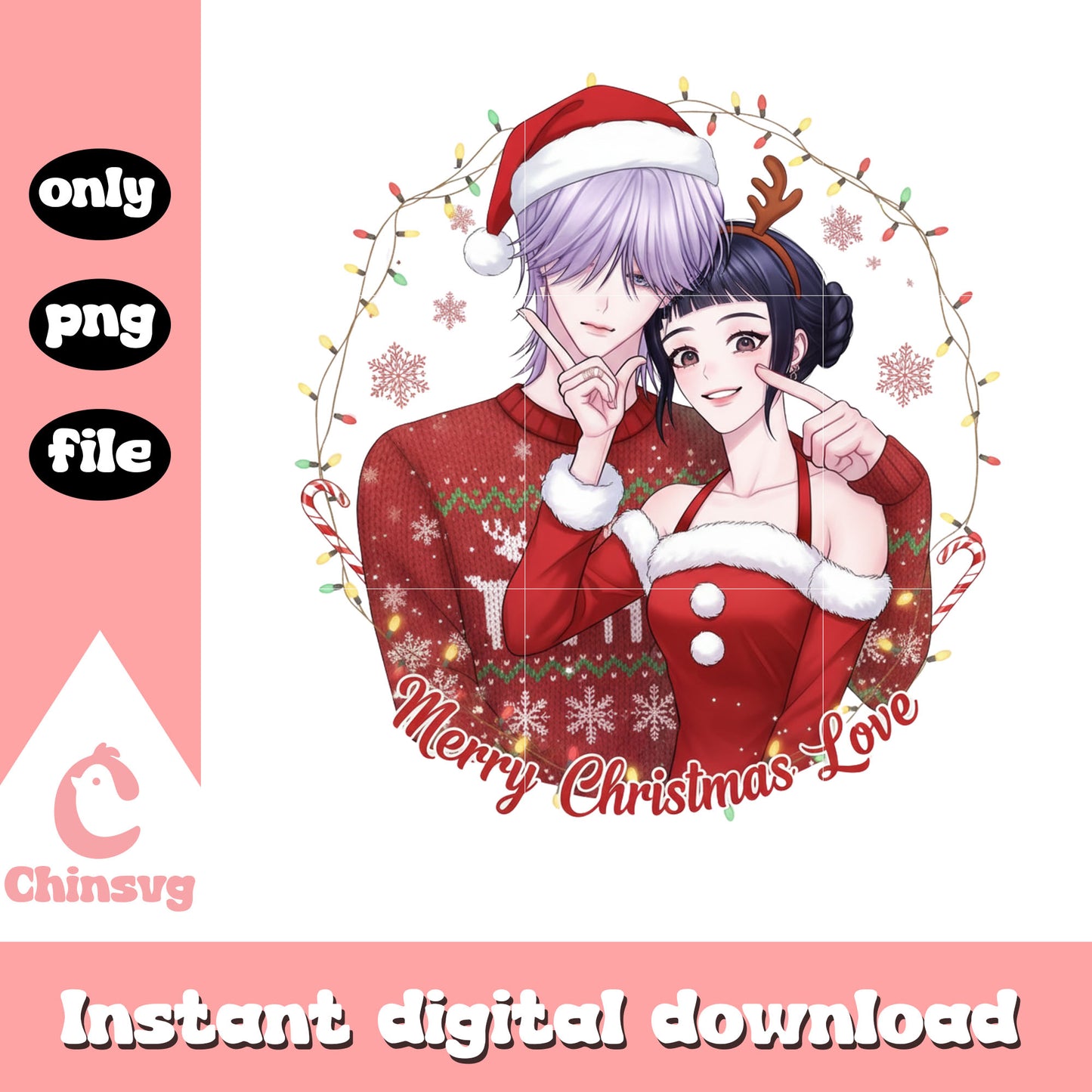 Kpop couple merry christmas love png, christmas outfits png