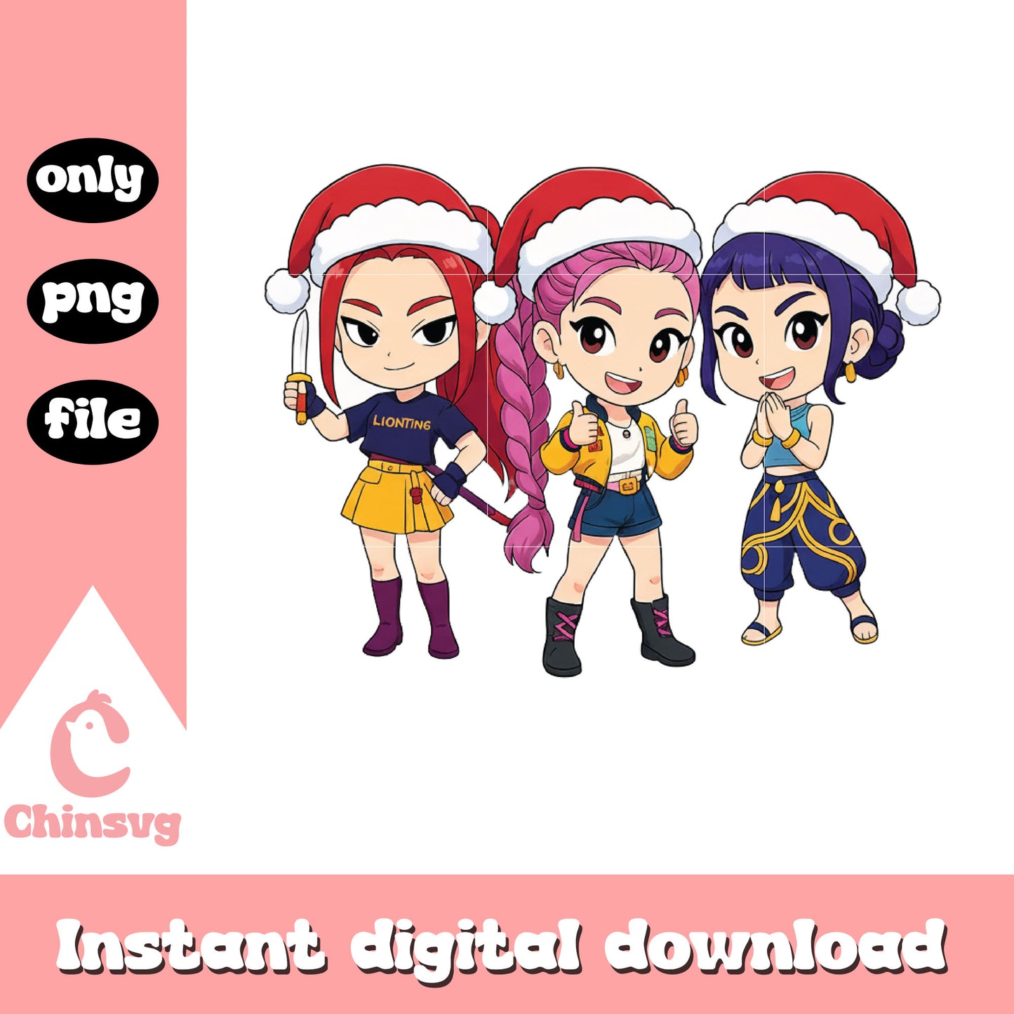 Kpop demon christmas huntrix band png, christmas kpop png