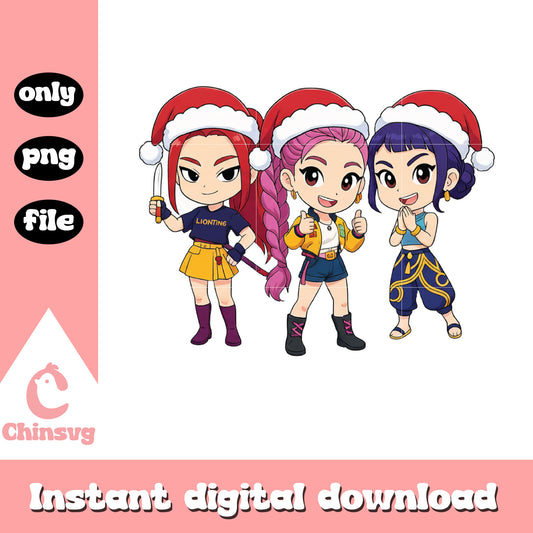 Kpop demon christmas huntrix band png, christmas kpop png