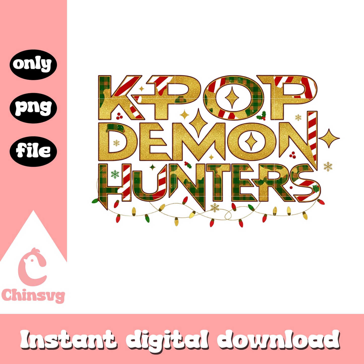Kpop demon hunter christmas text design png, christmas vacation png