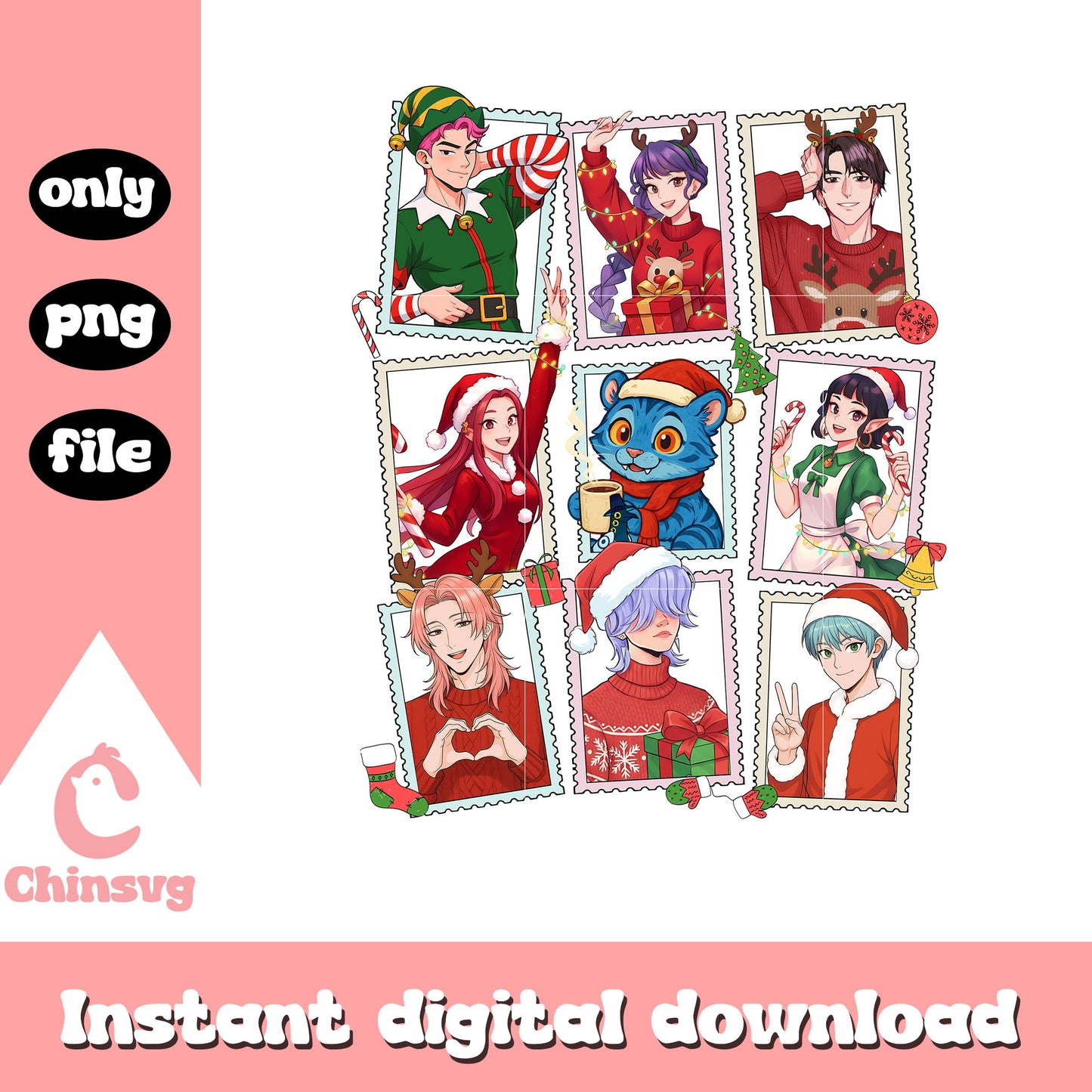 Kpop demon hunters christmas day png, christmas images png
