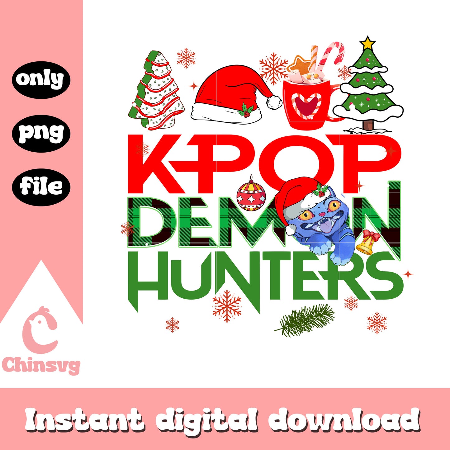 Kpop demon hunters christmas decor png, christmas symbols  png