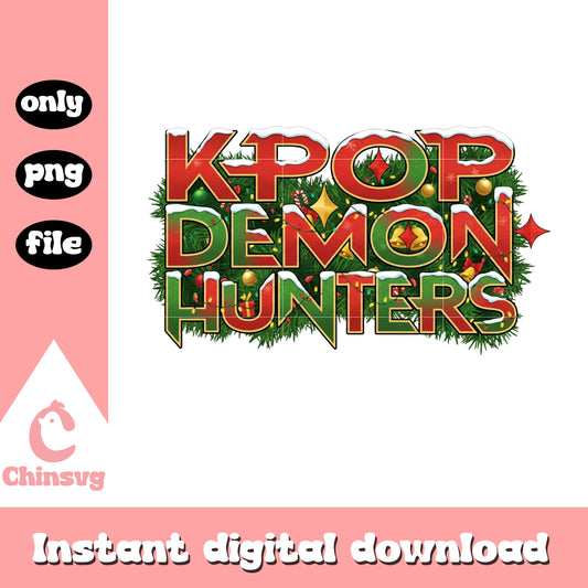 Kpop demon hunters christmas font design png, kpop christmas tree png