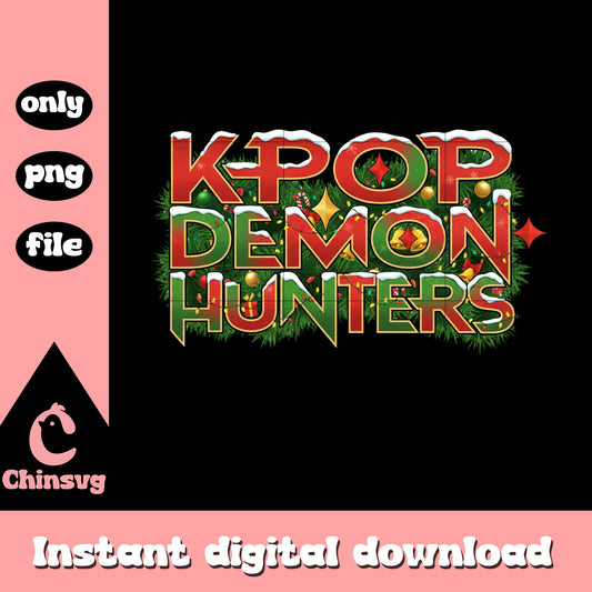 Kpop demon hunters christmas tree text design png, christmas tree png