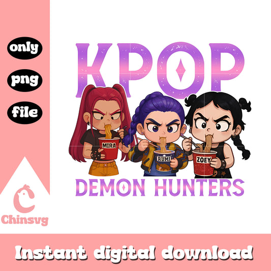 Kpop demon hunters eating ramyeon png, netflix huntrix png