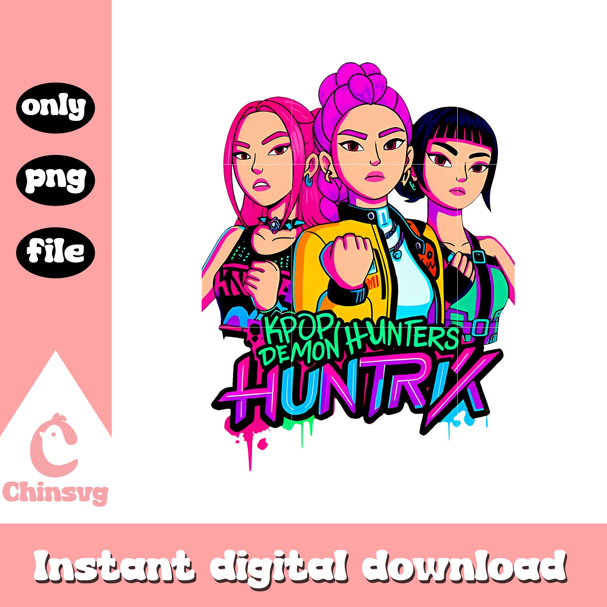 Kpop demon hunters girl team png, hunters movie png, anime png