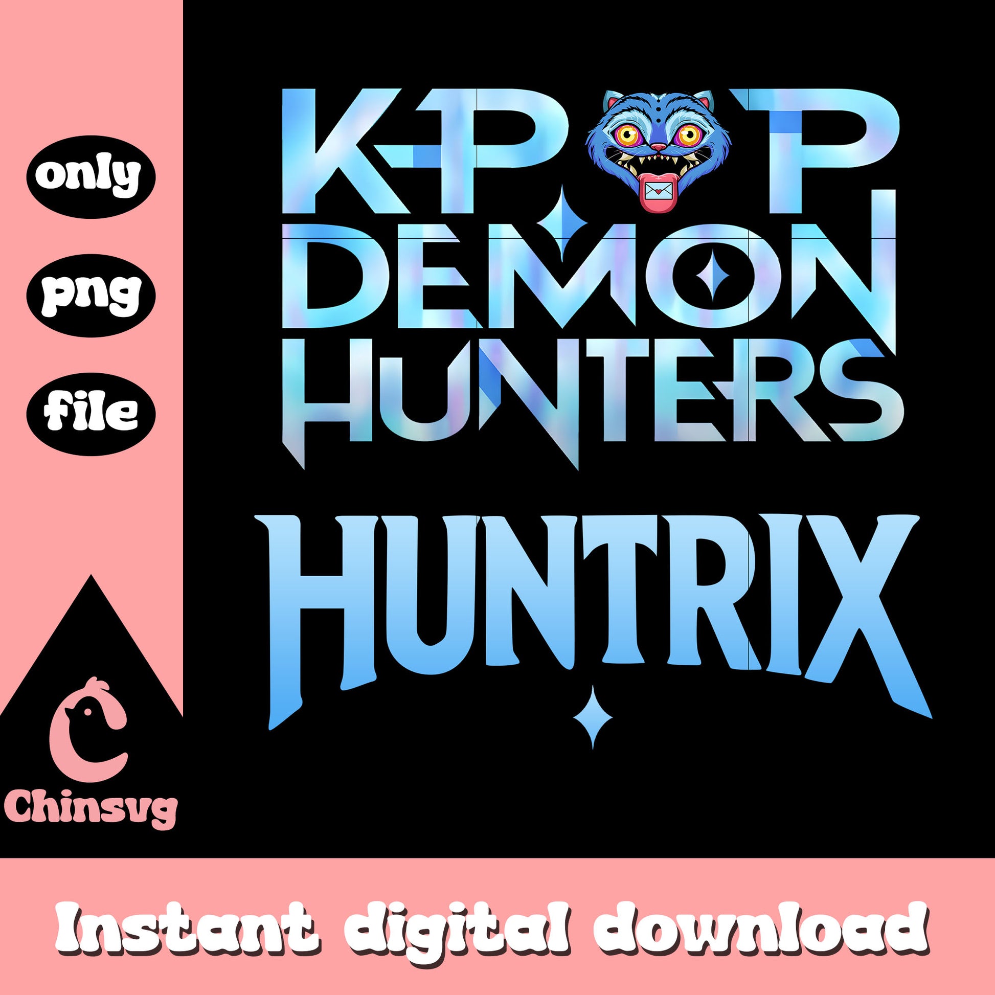 Kpop demon hunters huntrix font design png, huntrix hunters png